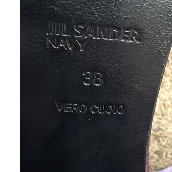 Jil Sander 'Navy' Leather Ankle Boots Burgundy Size 38 US 8 - Picture 7 of 8